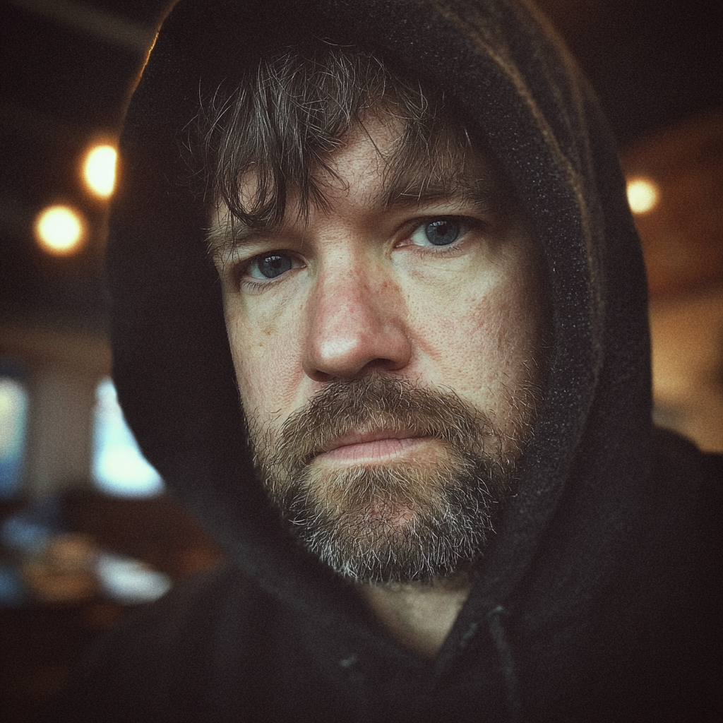 Un homme portant un sweat à capuche noir | Source : Midjourney