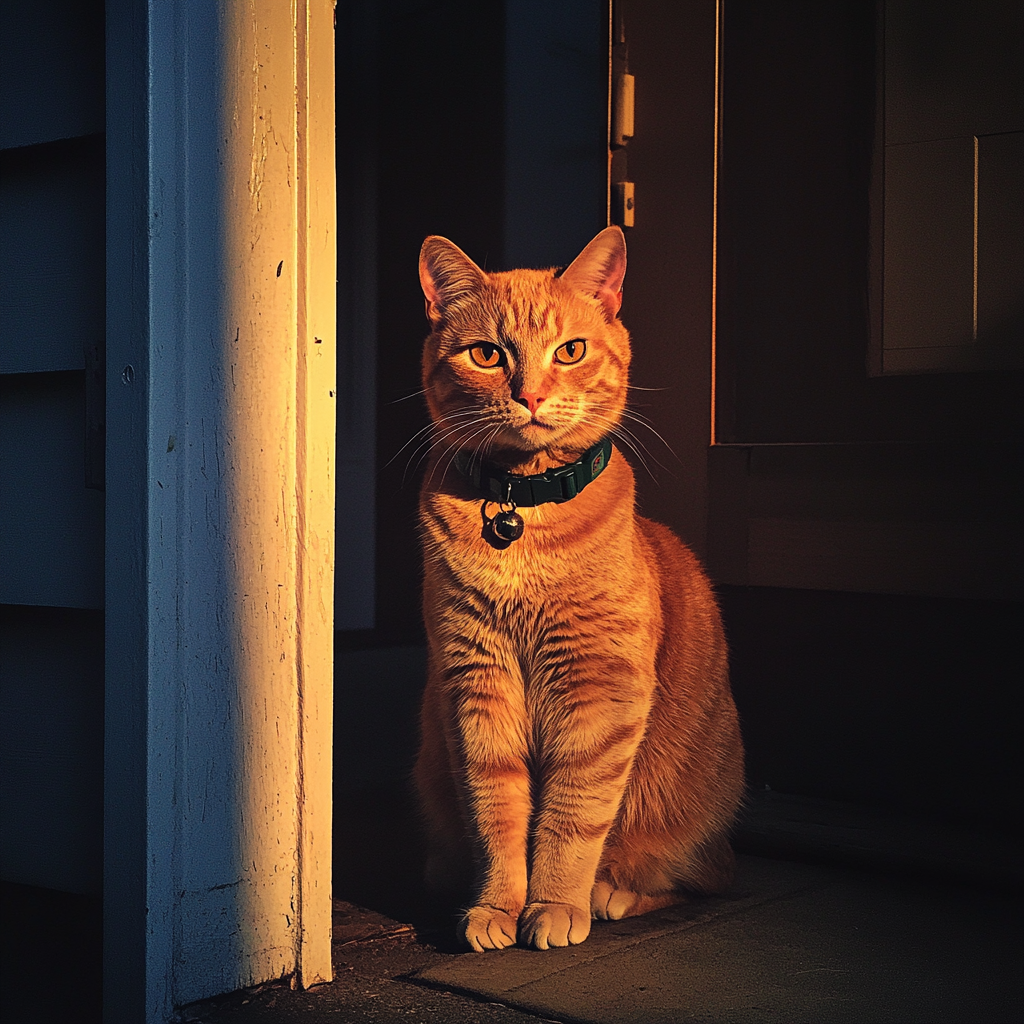 Un chat assis dans l'embrasure d'une porte | Source : Midjourney