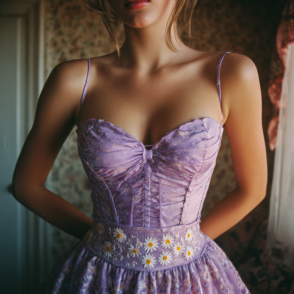 Une fille en train d'essayer une robe | Source : Midjourney
