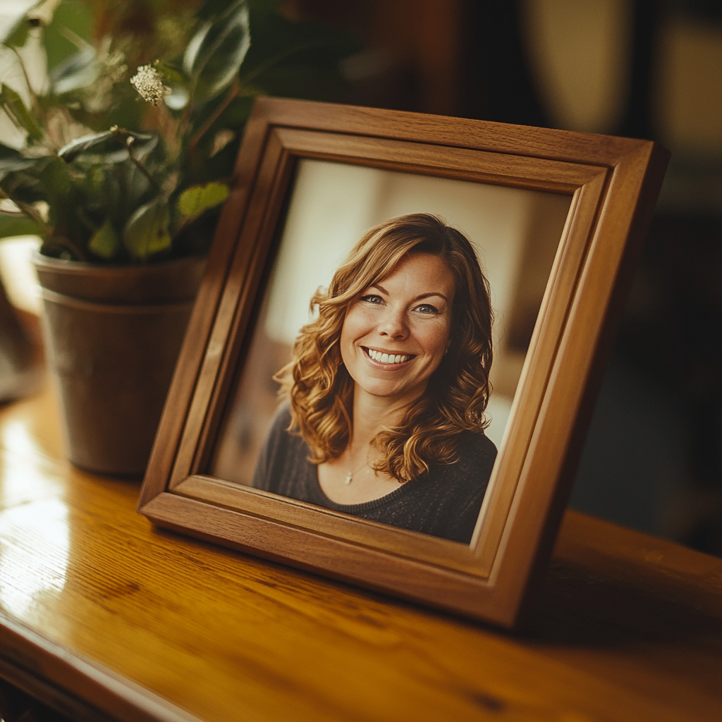 Cadre photo contenant la photo d'une femme | Source : Midjourney