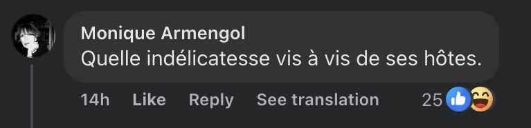 Commentaire d'internaute | Source : facebook.com/parismatchmag
