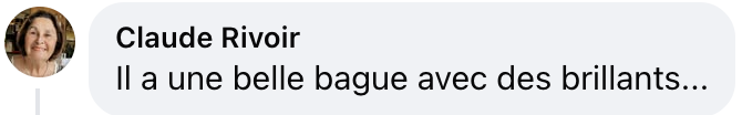 Commentaires d'une internaute concernant la bague d'Emmanuel Macron | Source : Facebook/AmoMamaFrance