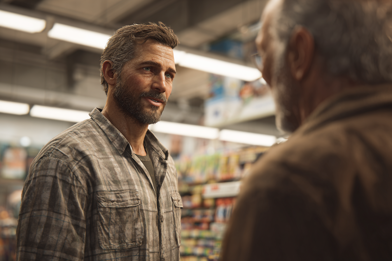 Un homme parle à un homme plus âgé | Source : Midjourney