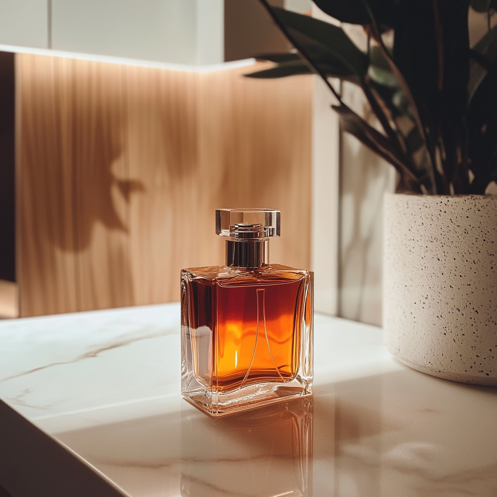 Un flacon de parfum sur une coiffeuse | Source : Midjourney