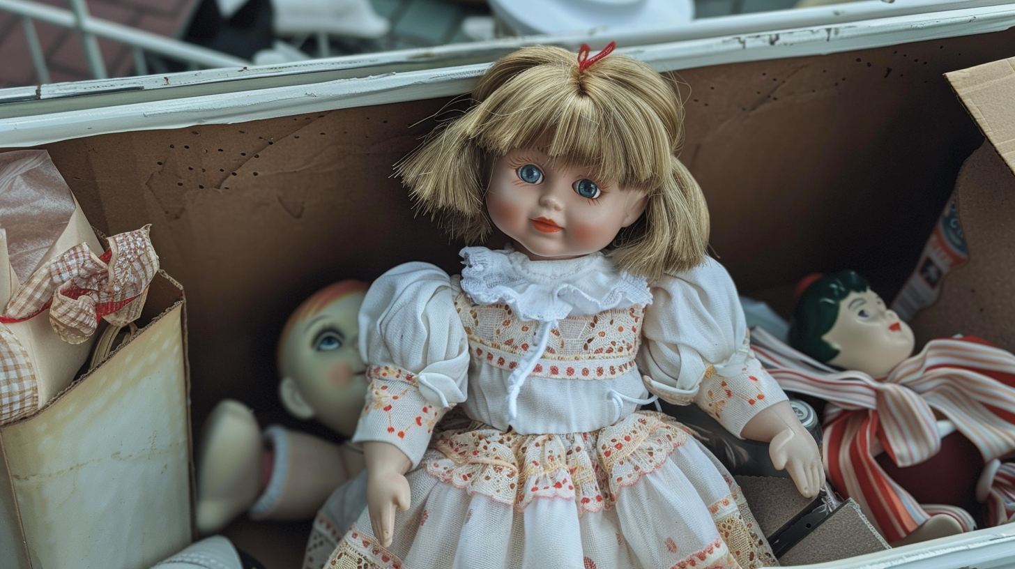 Poupée dans la boîte au marché aux puces | Source : Midjourney