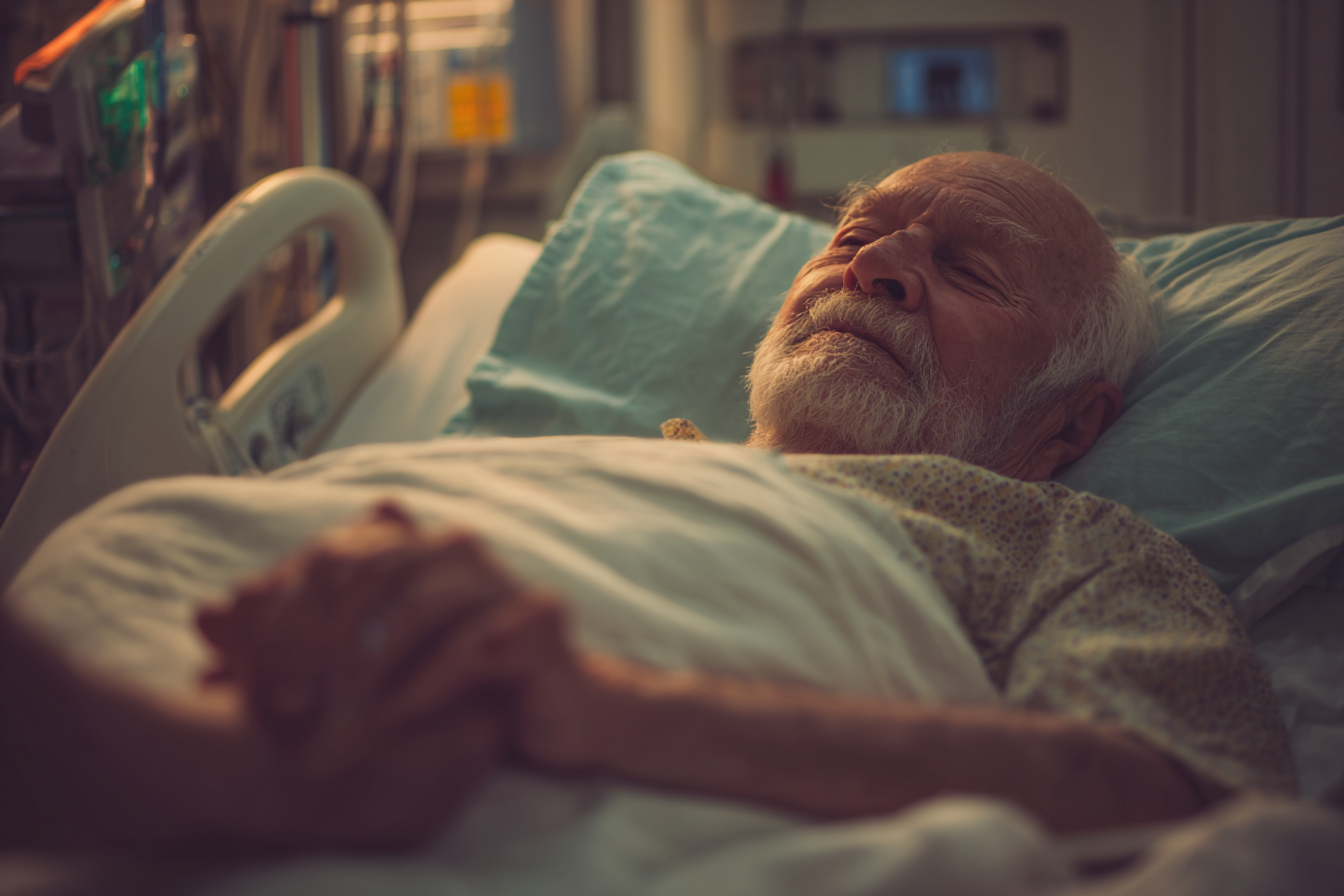 Un homme âgé dans un lit d'hôpital | Source : Midjourney