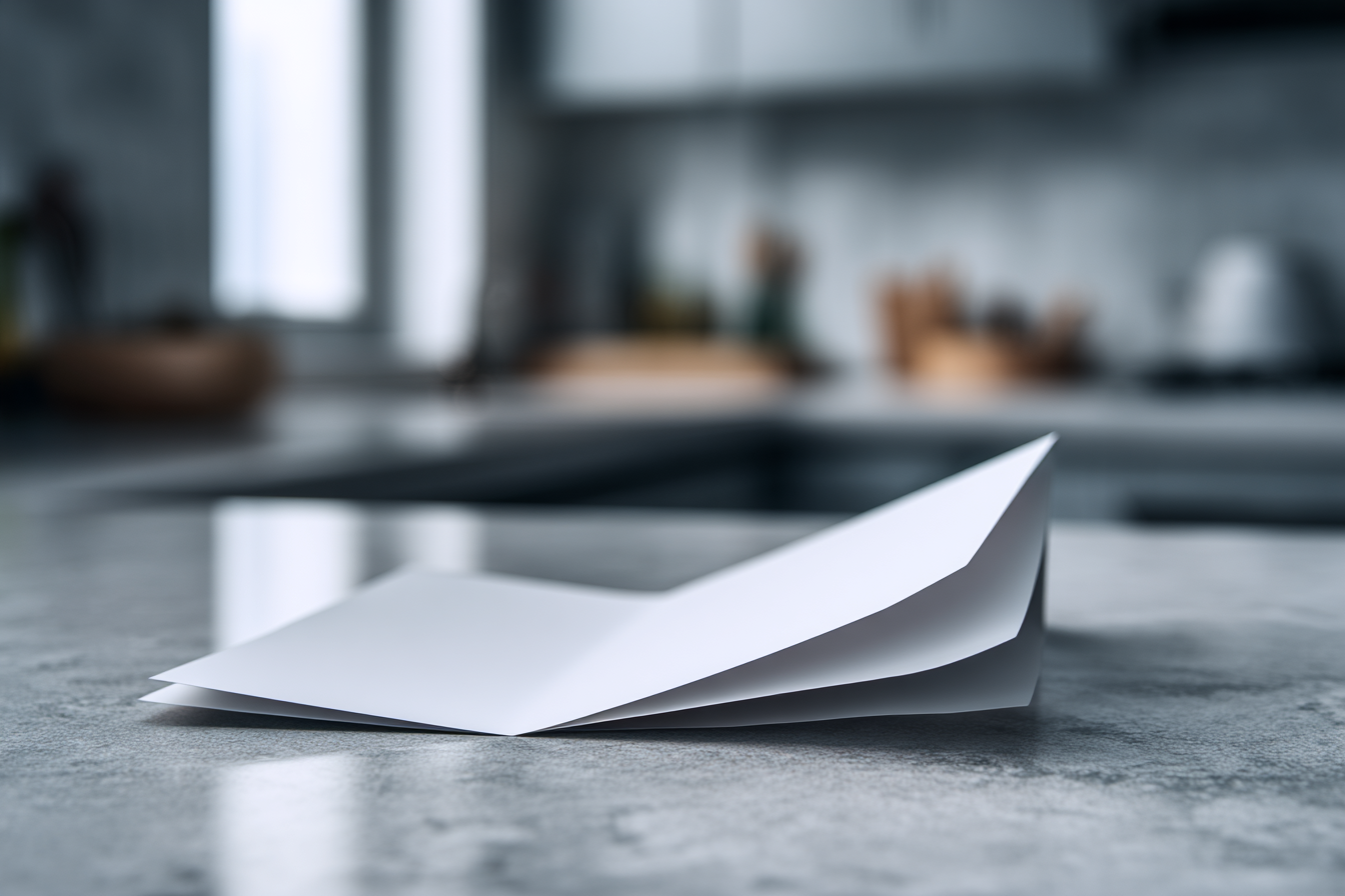 Un papier plié sur une table | Source : Midjourney