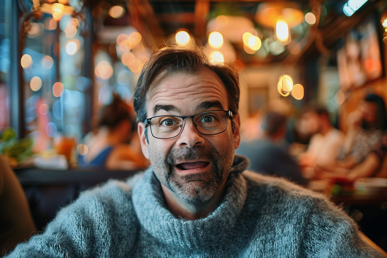 Un homme confus et surpris dans un restaurant | Source : Midjourney