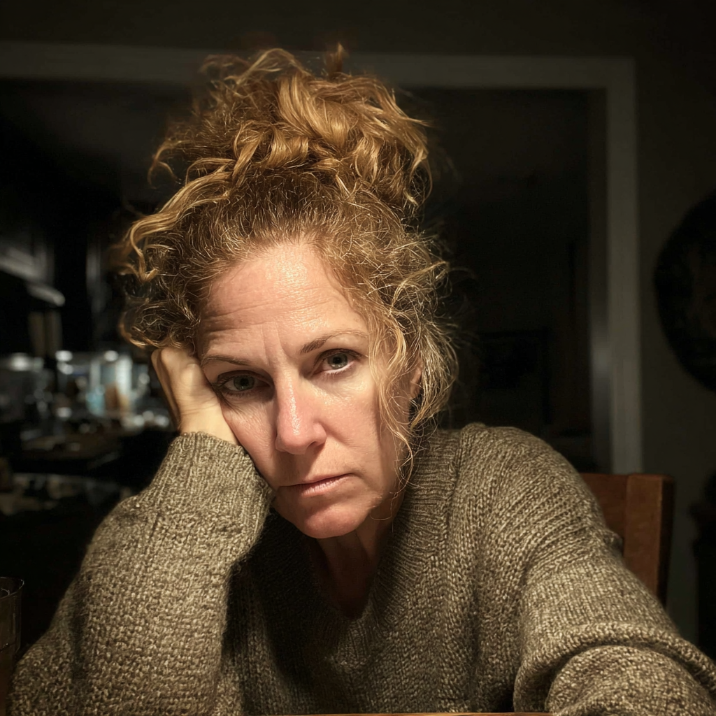 Une femme âgée assise à une table | Source : Midjourney