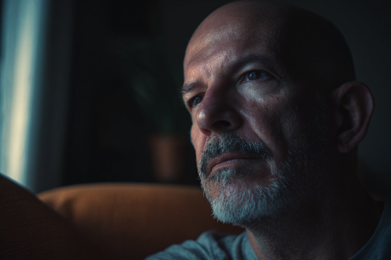Un homme assis dans sa maison | Source : Midjourney