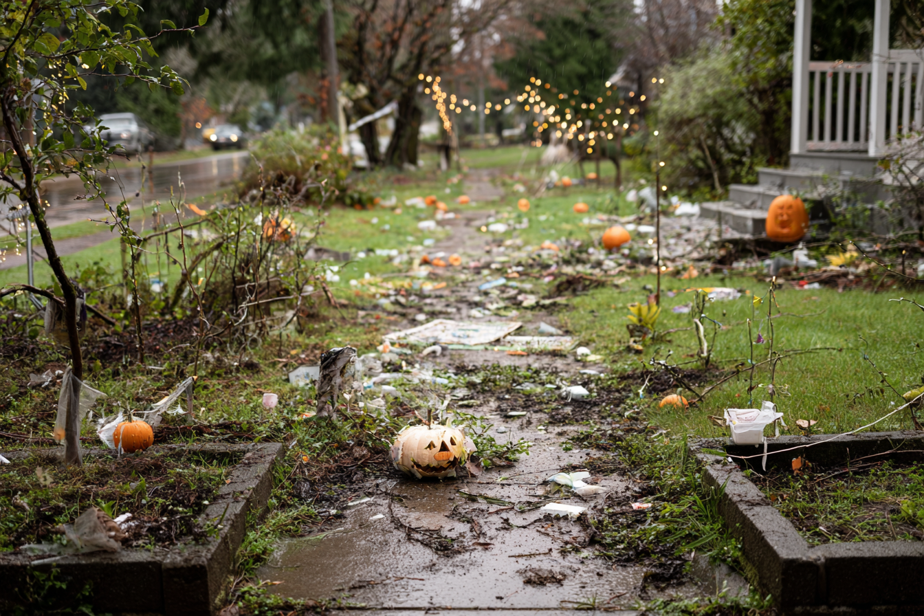 Une cour avant détruite | Source : Midjourney