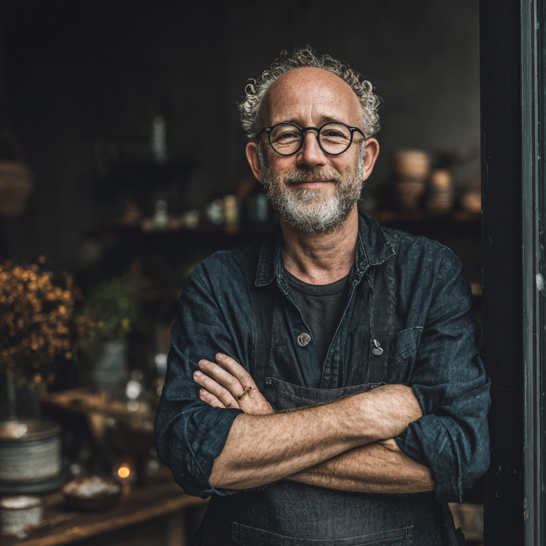 Un propriétaire de café heureux | Source : Midjourney