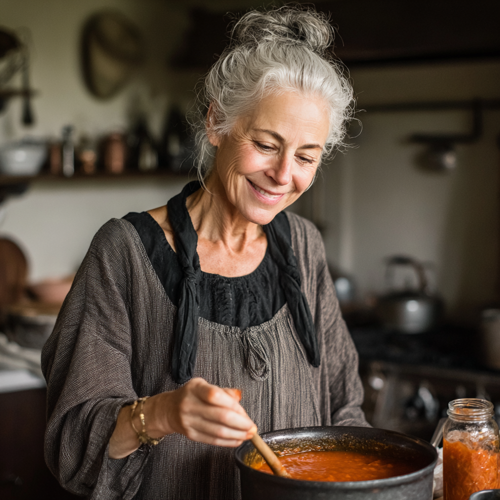 Une femme remuant une marmite de soupe | Source : Midjourney