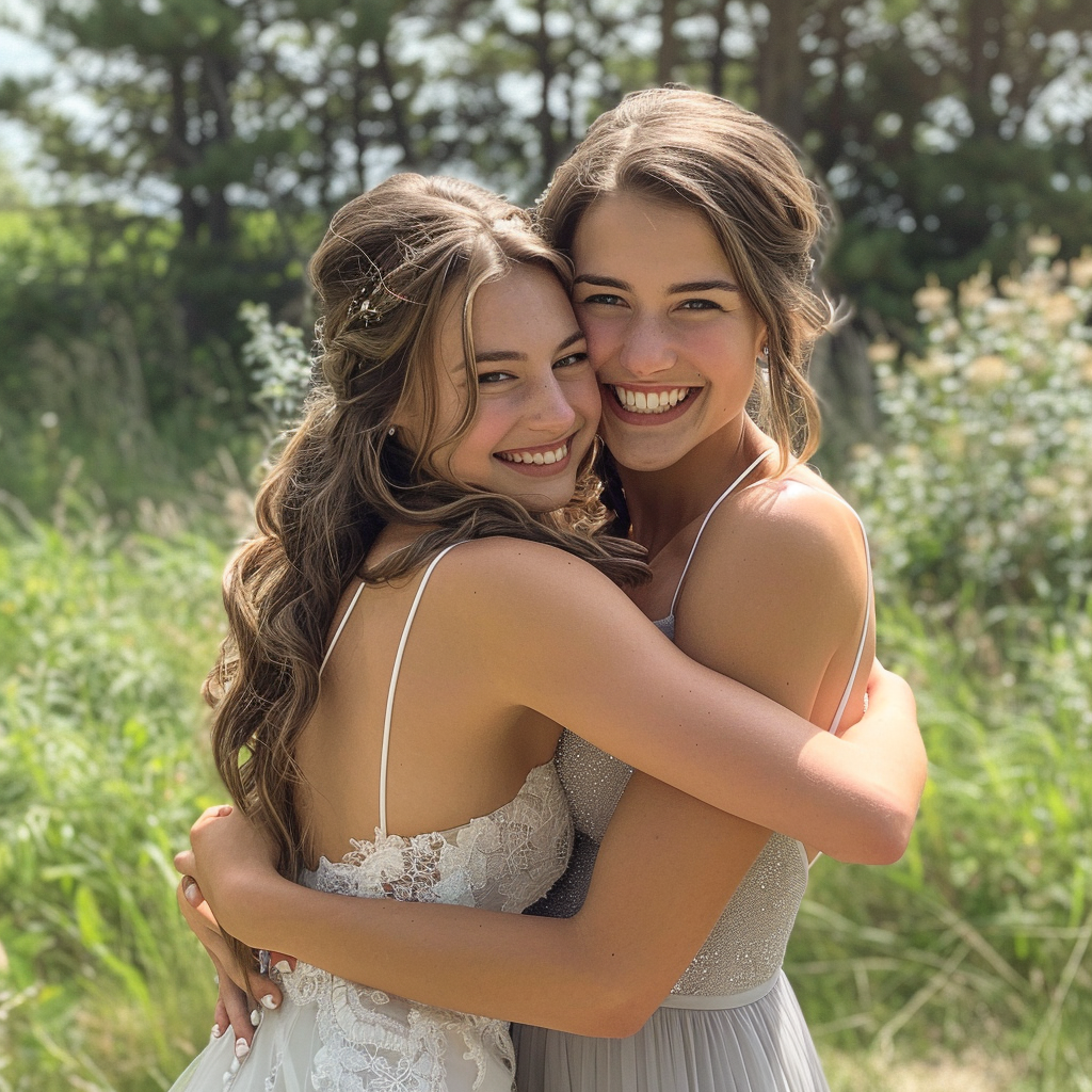 Deux femmes s'étreignent | Source : Midjourney