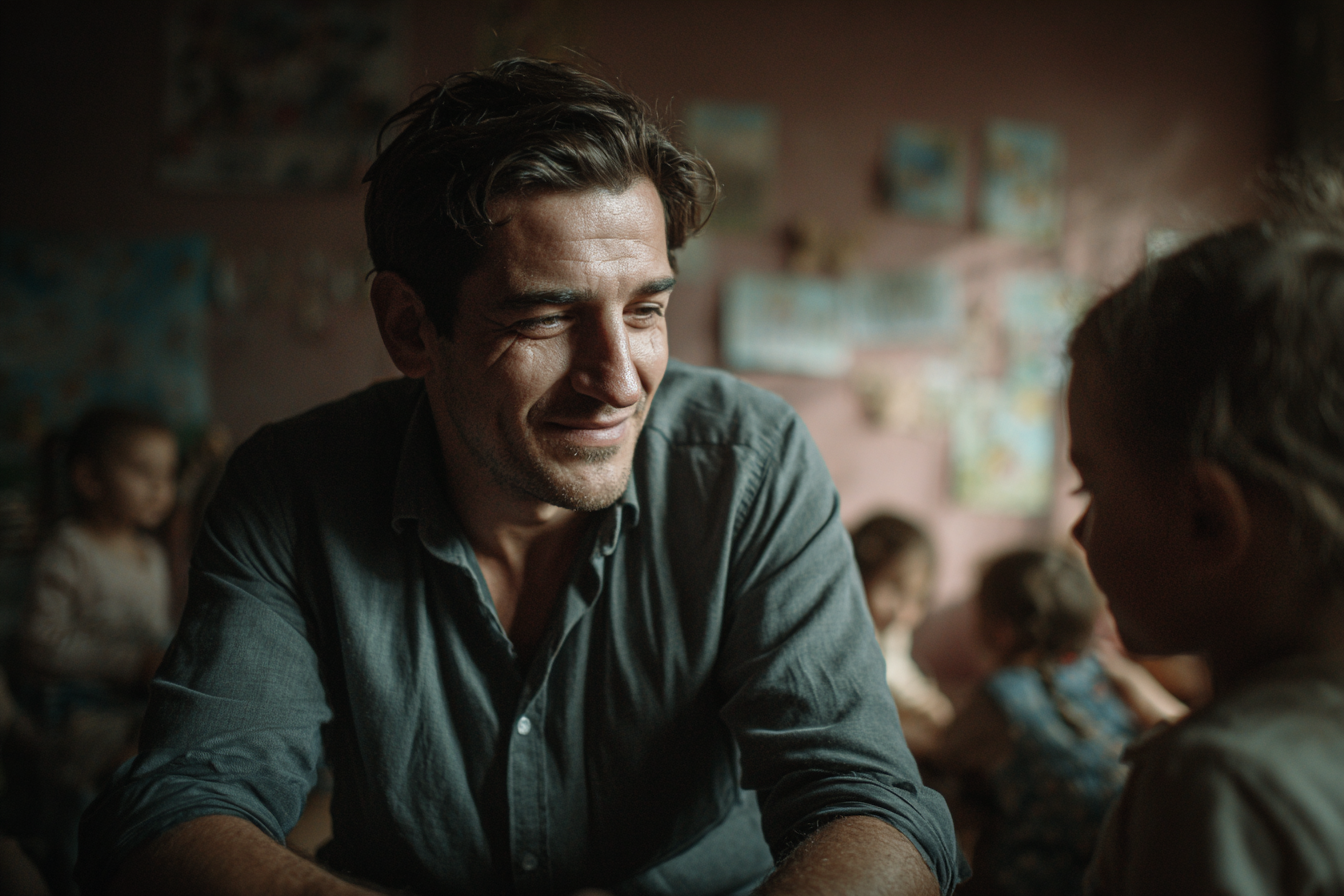Un homme qui parle à une fille | Source : Midjourney