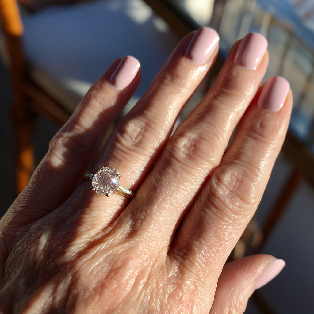 Une femme montrant une bague de fiançailles | Source : Midjourney