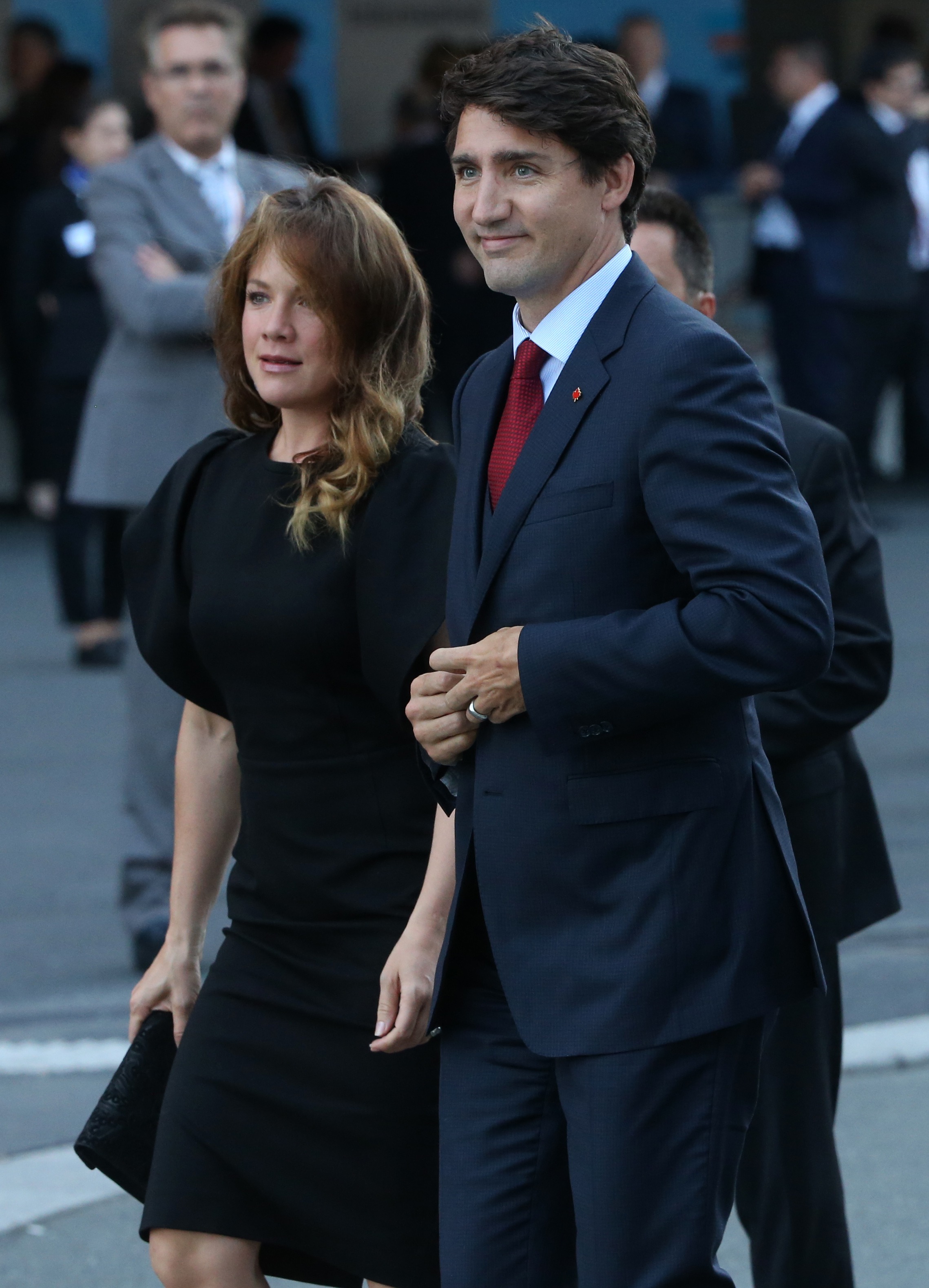 Justin et Sophie Grégoire Trudeau arrivent au dîner du sommet du G20 à Hambourg, en Allemagne, le 7 juillet 2017 | Source : Getty Images