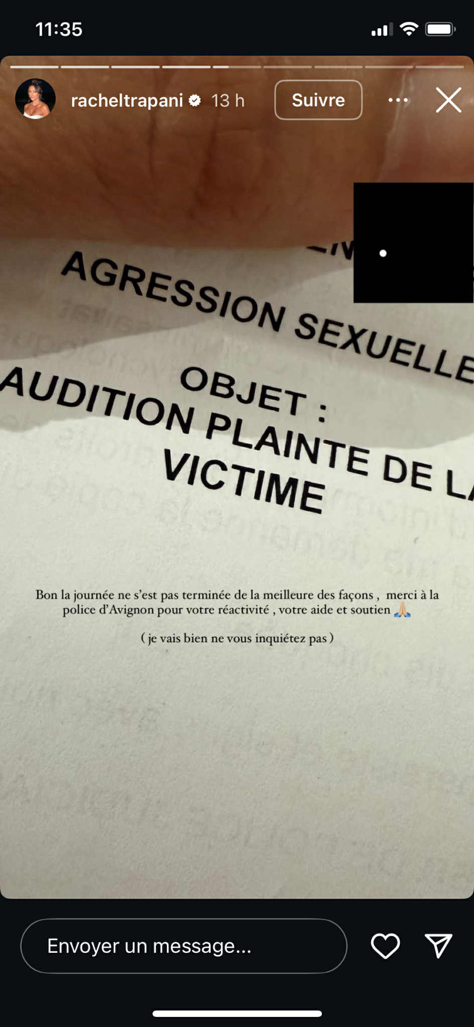 Capture d'écran I Source : instagram.com/racheltrapani/