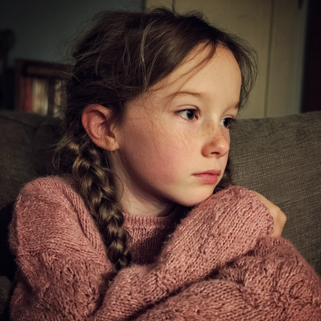 Une petite fille portant un pull rose | Source : Midjourney