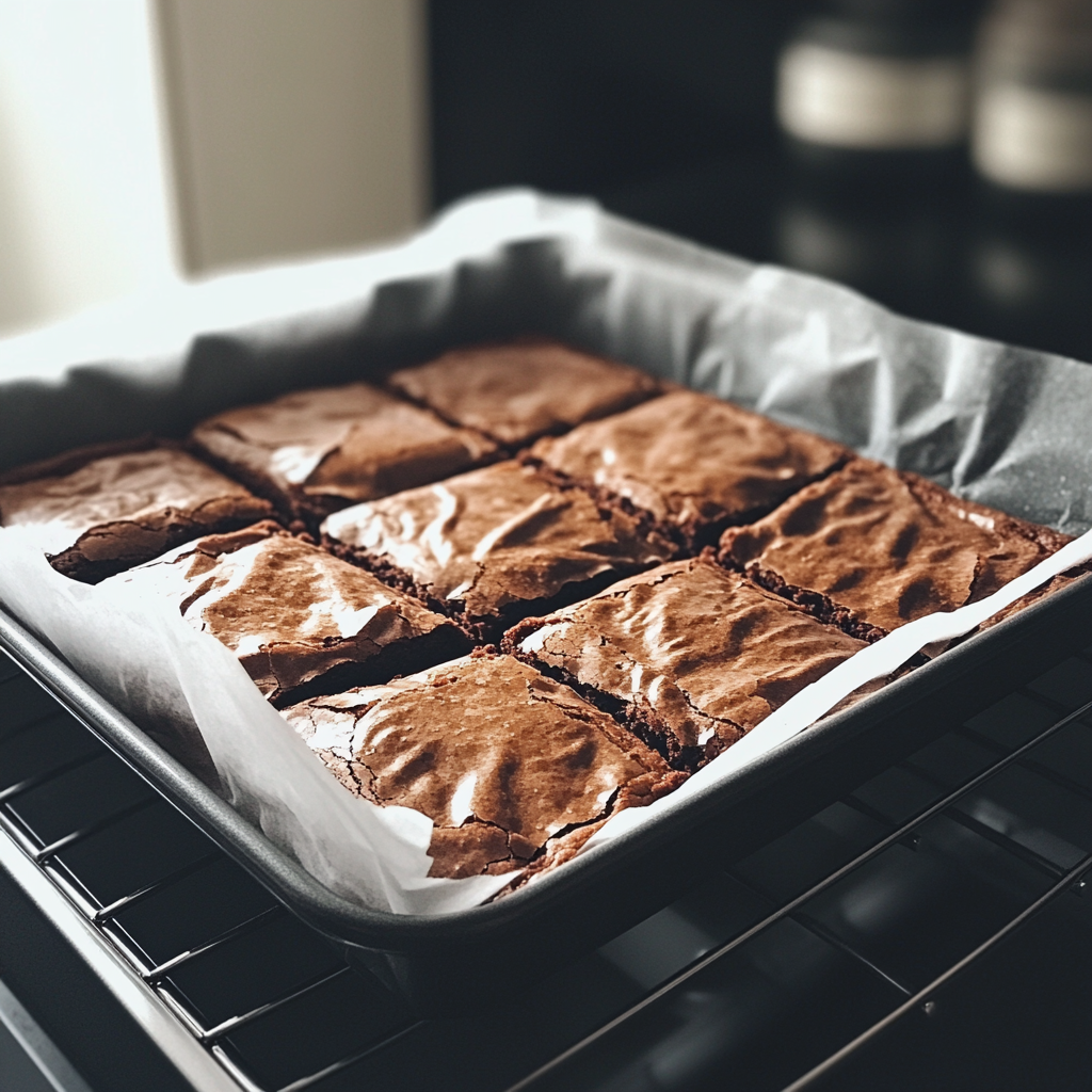 Un plateau de brownies au chocolat | Source : Midjourney