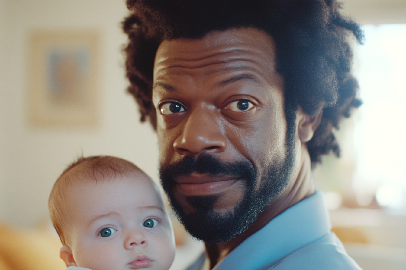 Un homme tenant un bébé | Source : Midjourney