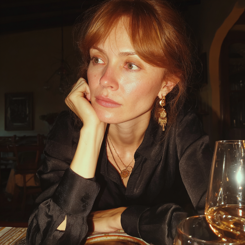 Une femme en chemisier noir | Source : Midjourney
