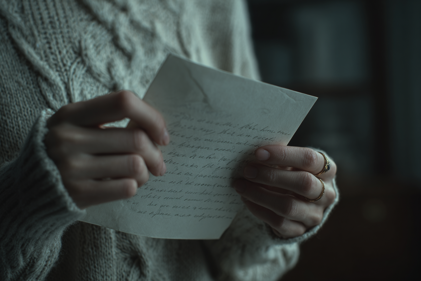 Une femme tenant une lettre | Source : Midjourney