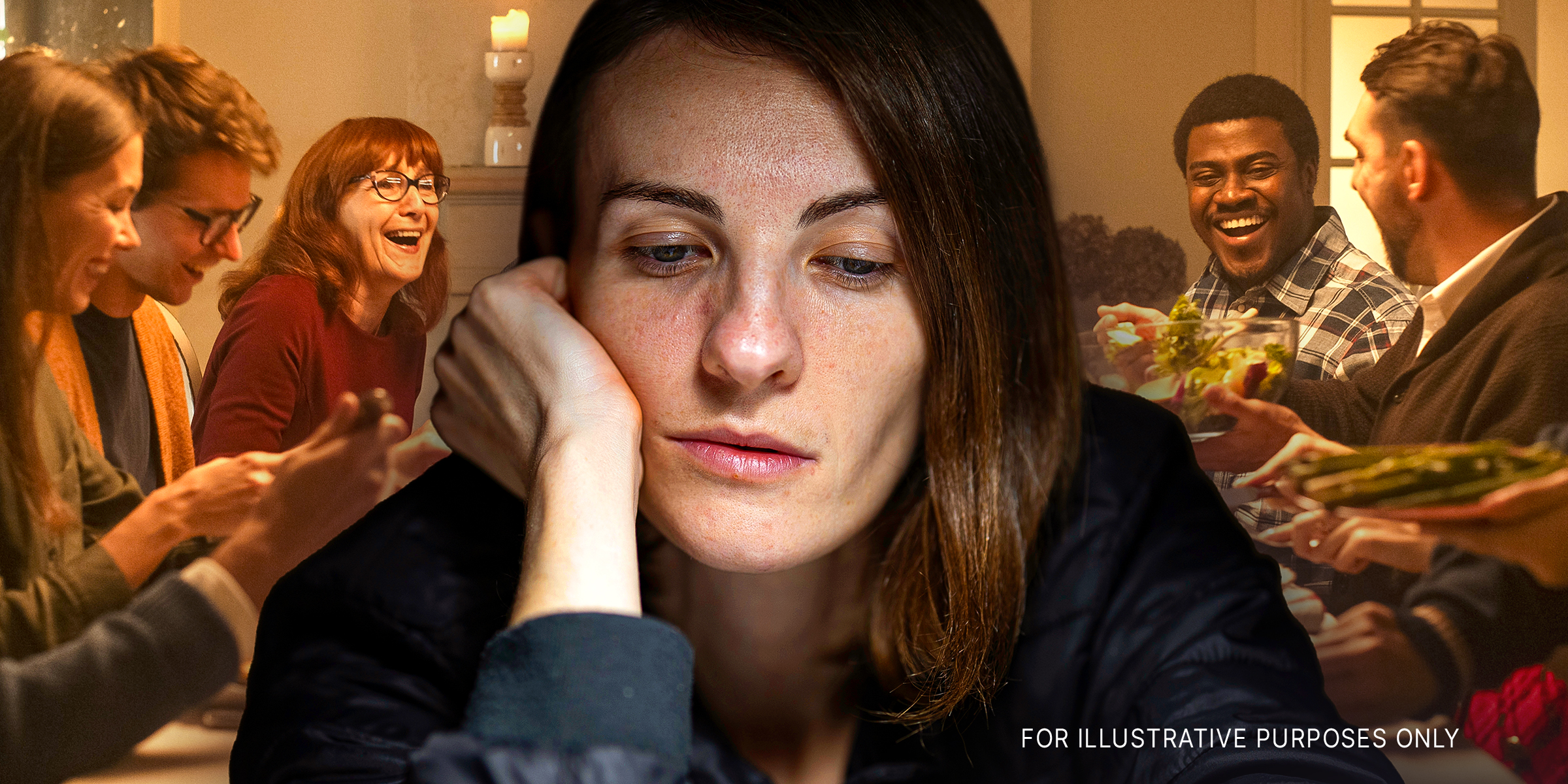 Une femme à l'air triste tandis que des gens rient en arrière-plan | Source : Shutterstock