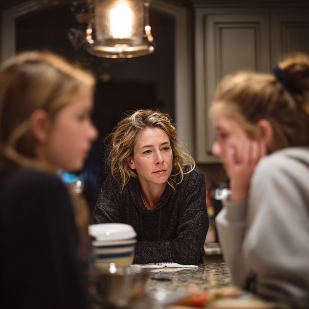 Une mère qui résout un conflit entre ses filles | Source : Midjourney