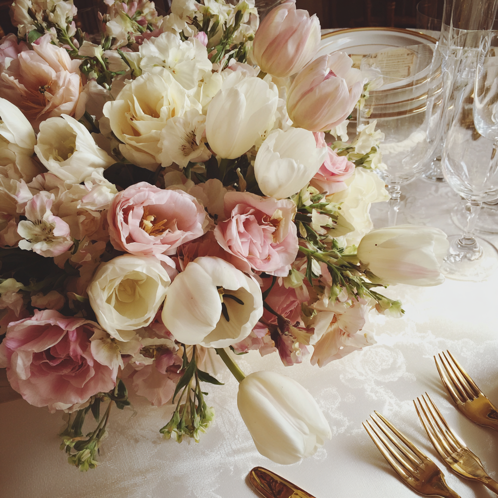 Un bouquet de fleurs sur une table | Source : Midjourney