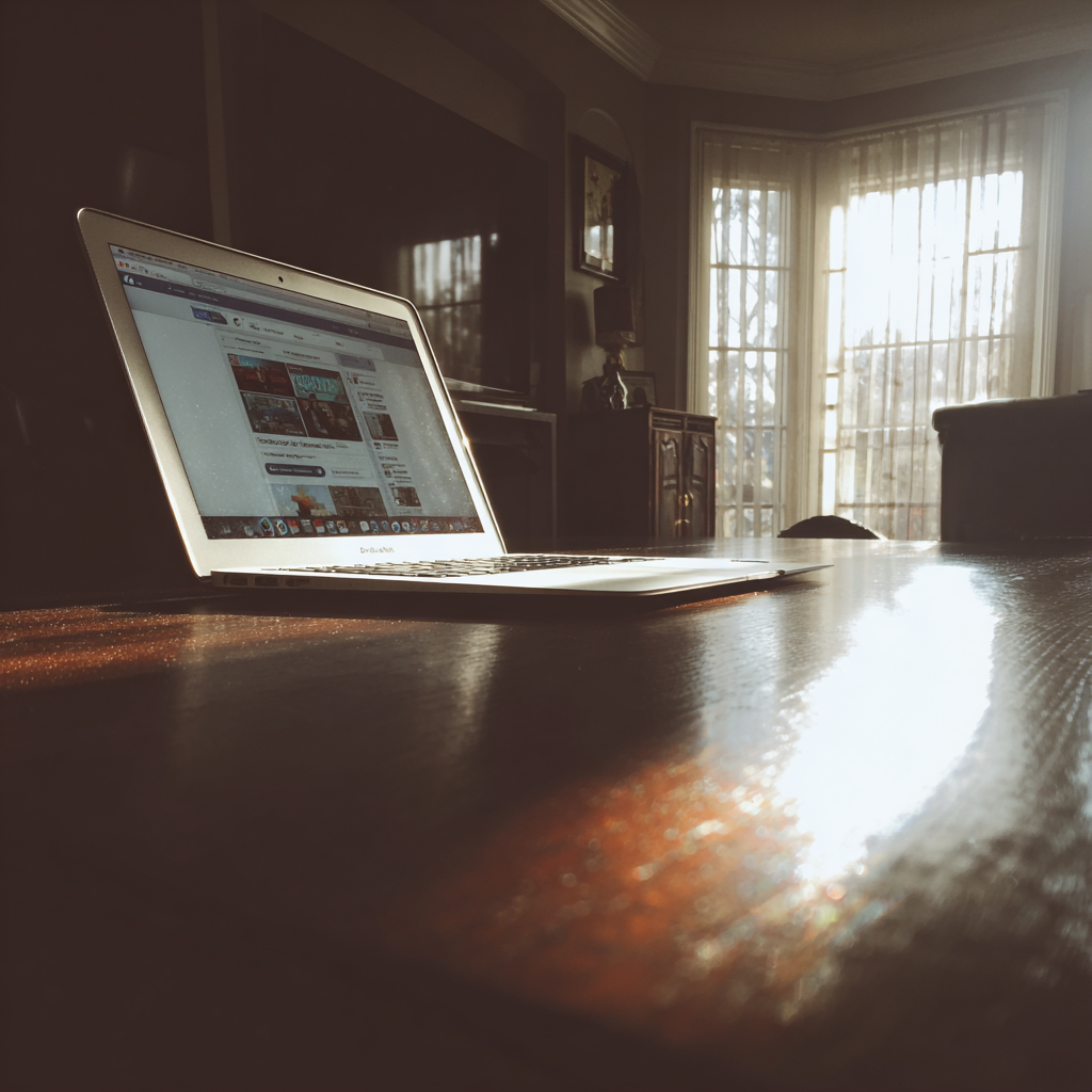Un ordinateur portable ouvert sur Facebook | Source : Midjourney