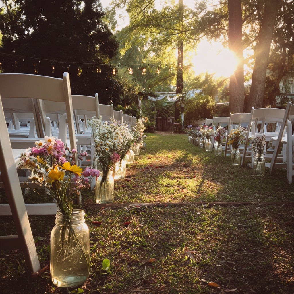 Un cadre de mariage douillet et intime | Source : Midjourney