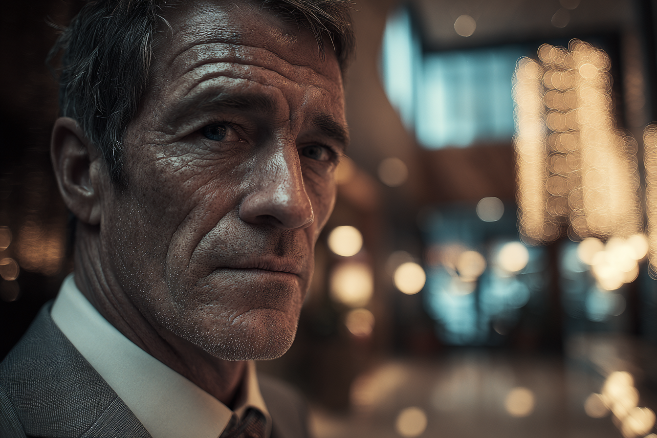 Un homme debout dans un hôtel | Source : Midjourney