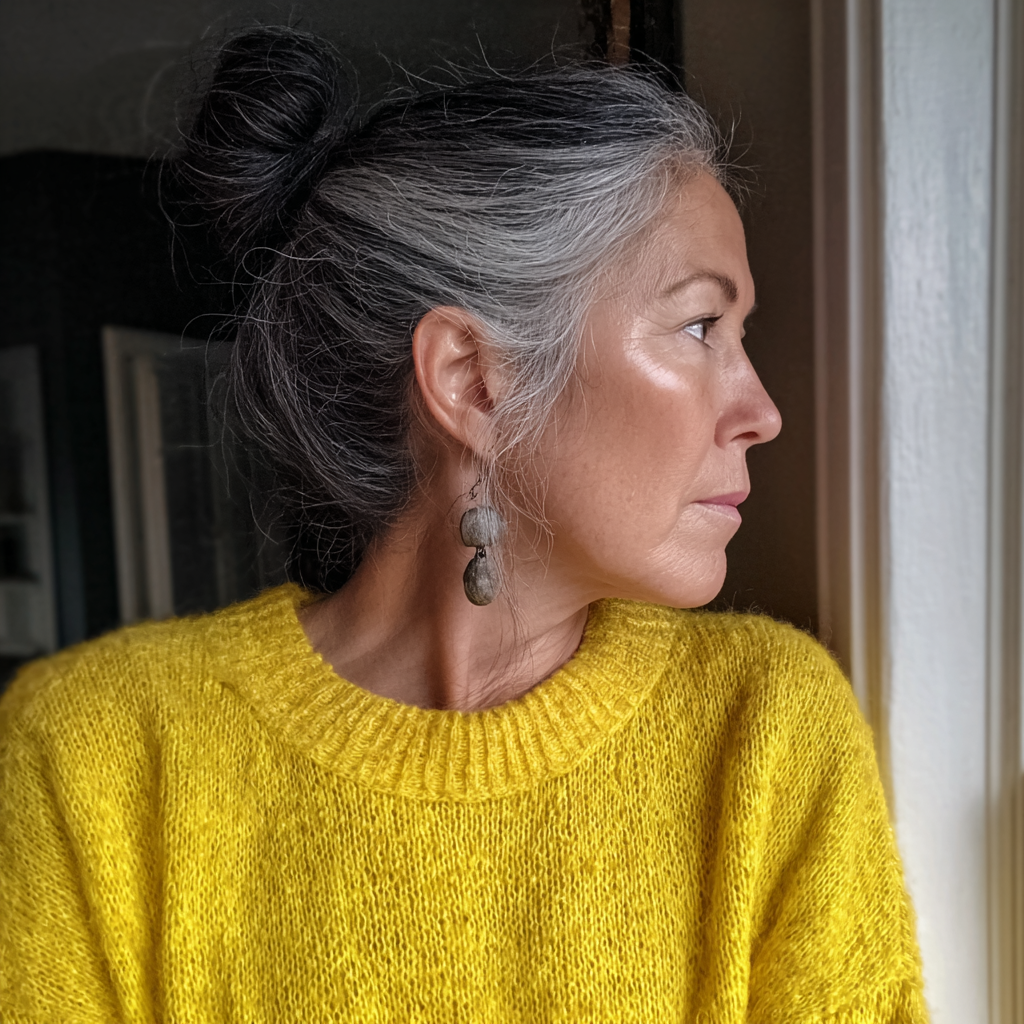 Profil latéral d'une femme âgée | Source : Midjourney