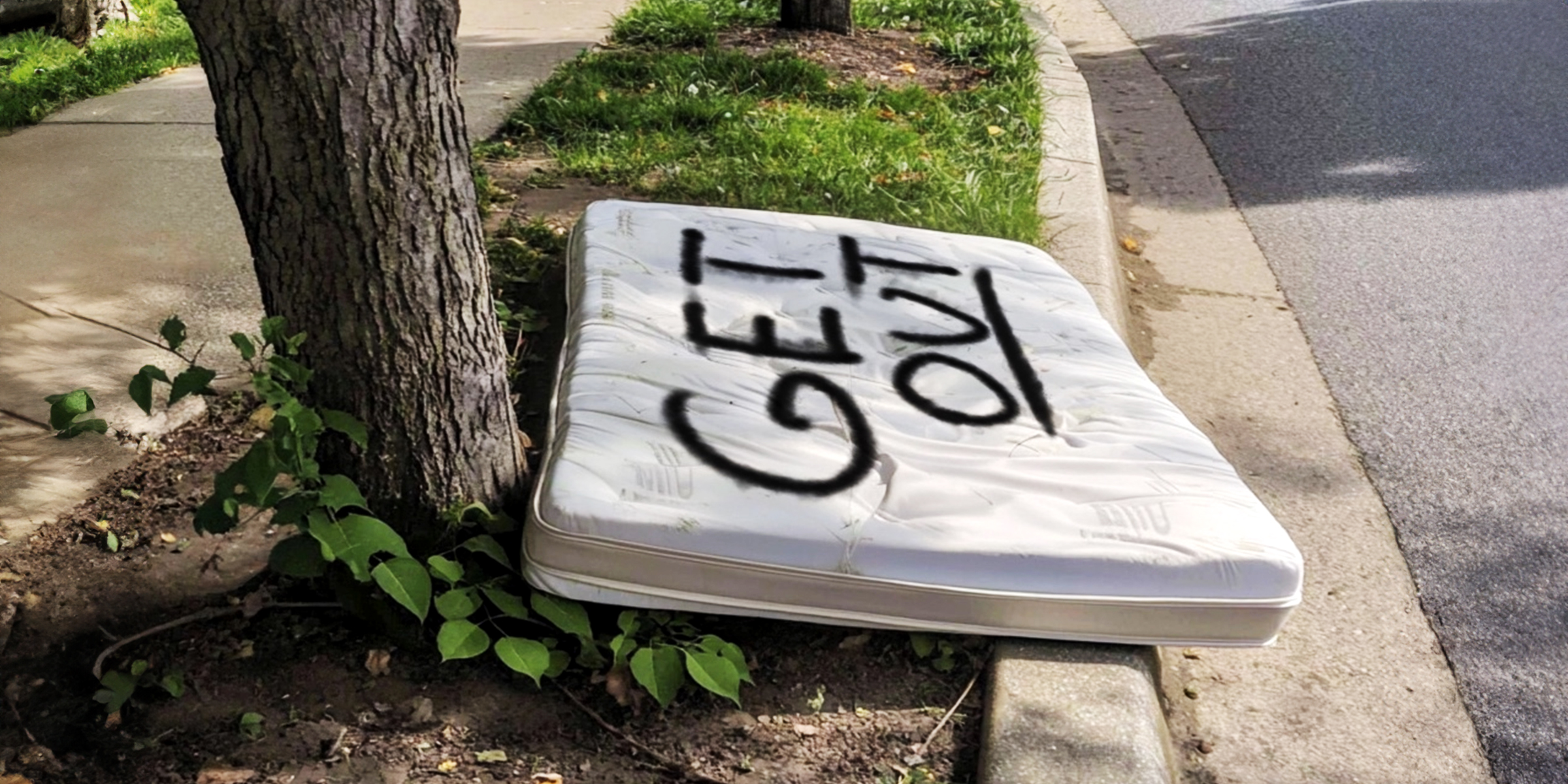Un matelas avec un message dessus | Source : Ozdomedia
