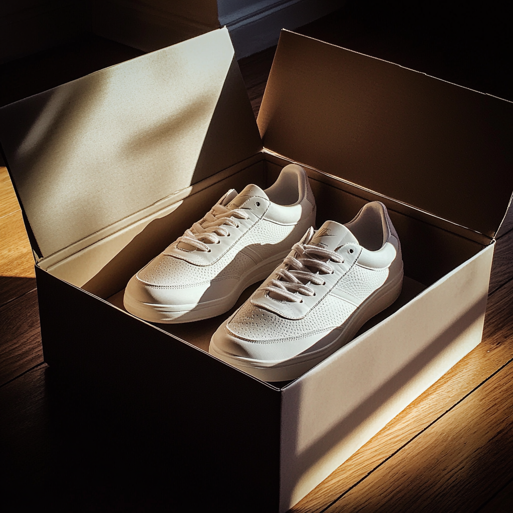 Une paire de baskets hors de prix dans une boîte | Source : Midjourney