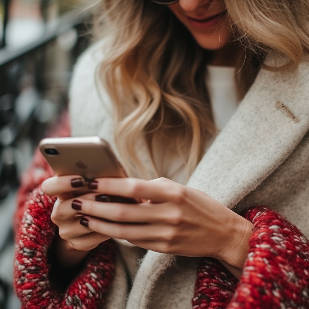 Une femme tenant son téléphone | Source : Midjourney
