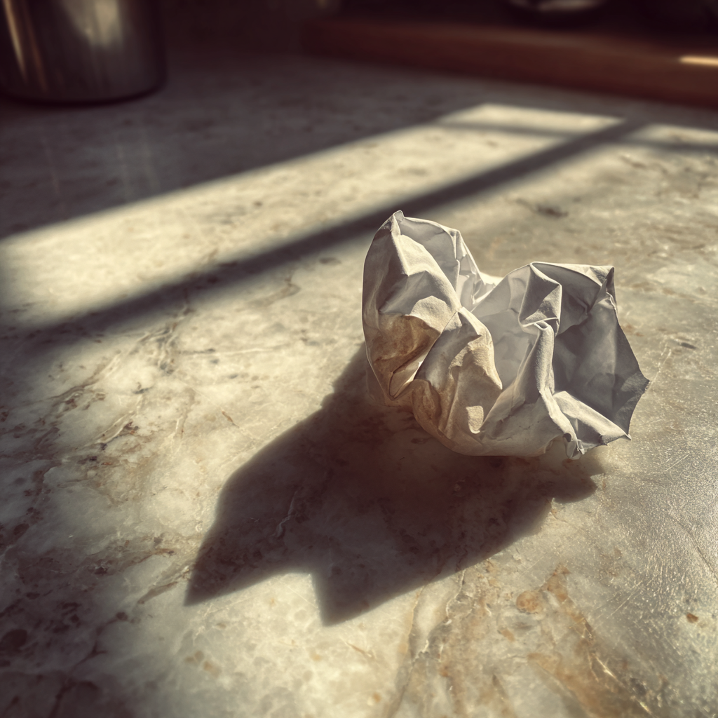 Un morceau de papier froissé | Source : Midjourney