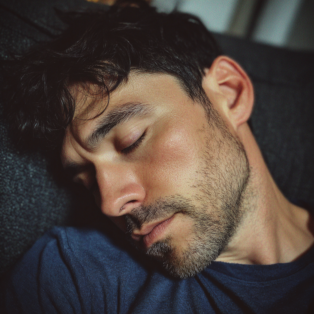 Un homme dormant sur un canapé | Source : Midjourney