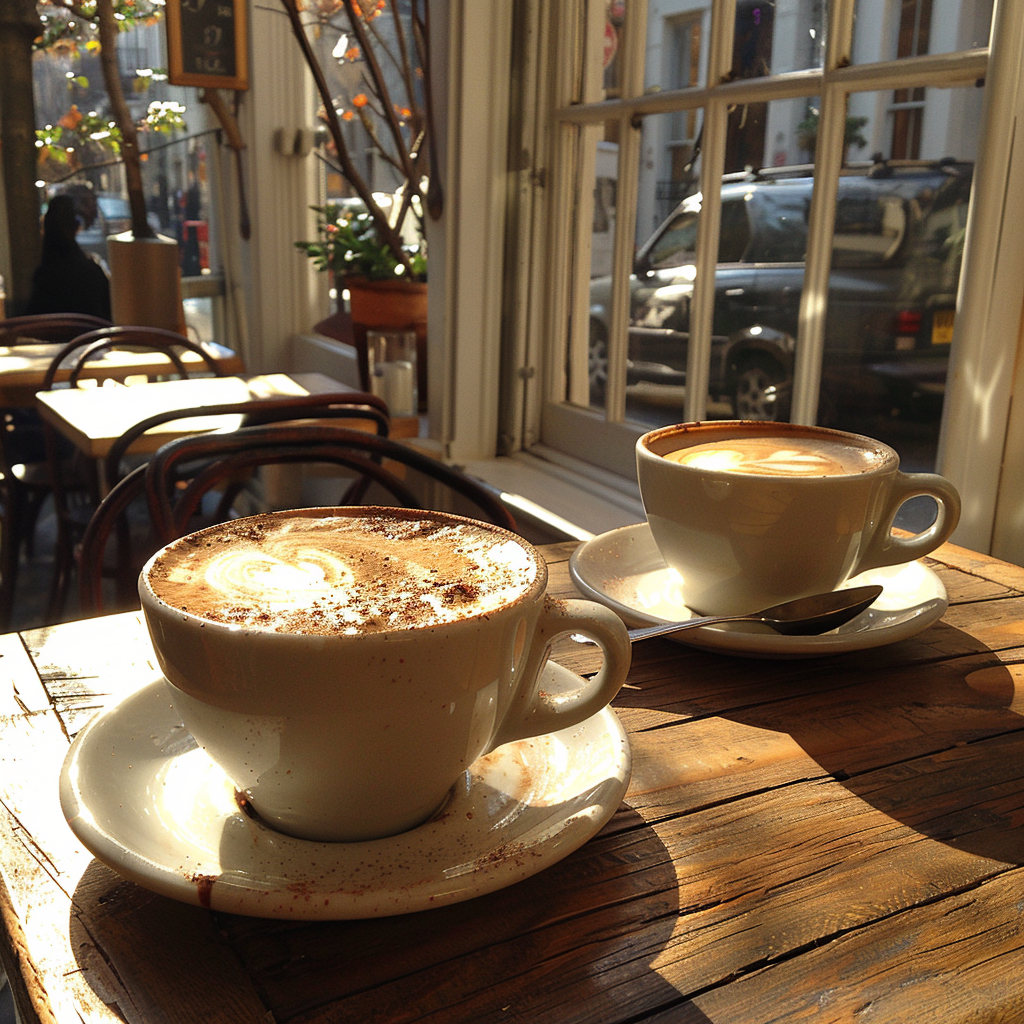 Gros plan sur deux tasses de café | Source : Midjourney