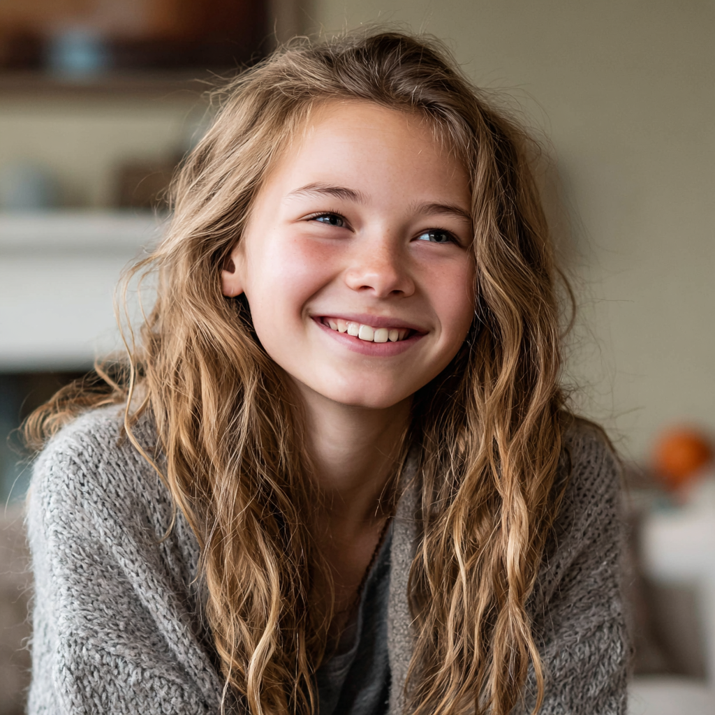 Une petite fille souriante | Source : Midjourney