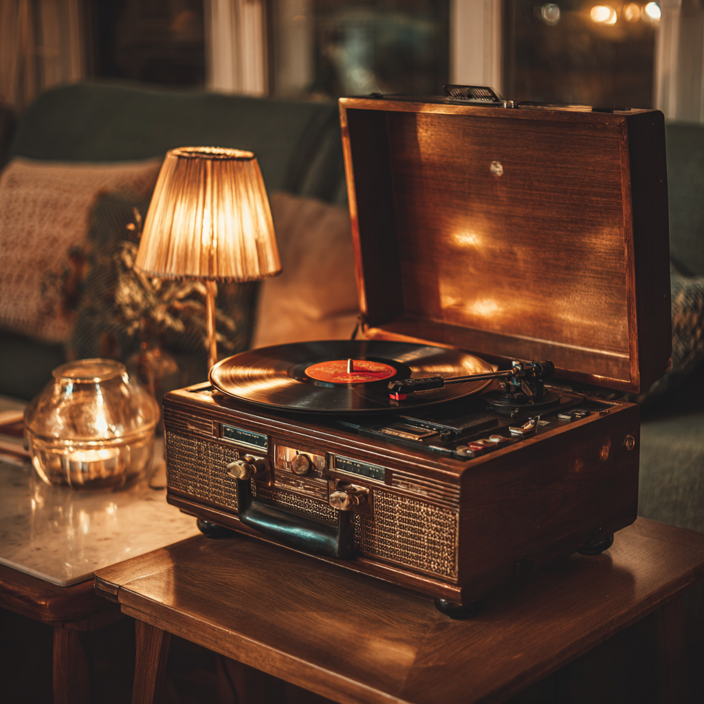Un tourne-disque sur une table | Source : Midjourney