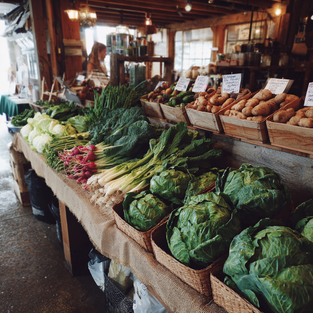 Un stand sur un marché de producteurs | Source : Midjourney