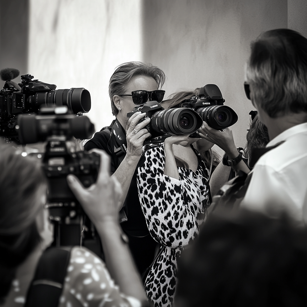 Des journalistes lors d'une conférence de presse | Source : Midjourney