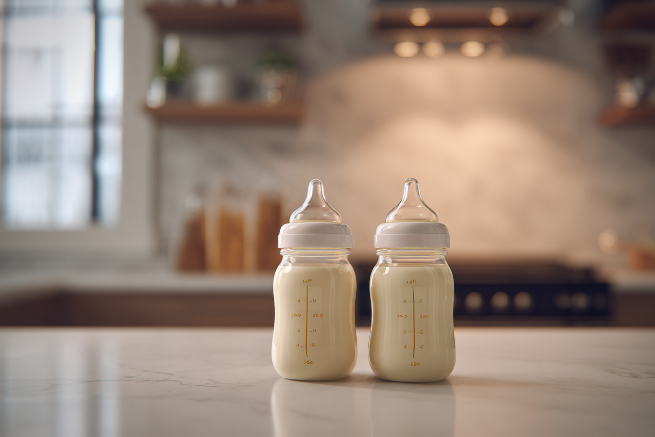 Deux bouteilles sur un comptoir de cuisine | Source : Midjourney