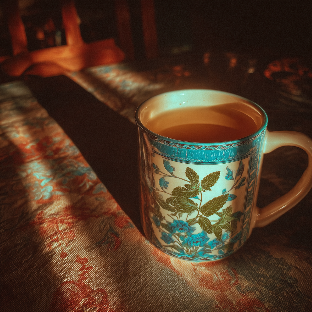 Une tasse de thé à la menthe poivrée | Source : Midjourney