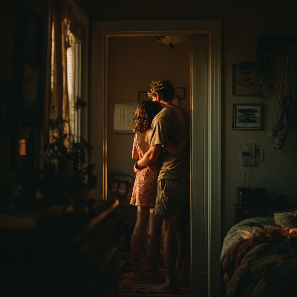Un couple heureux s'embrasse | Source : Midjourney