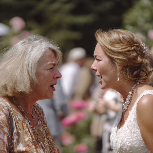 Une mariée et une femme qui se disputent | Source : Midjourney
