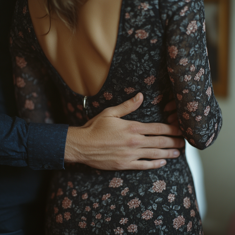La main d'un homme qui touche le dos d'une femme | Source : Midjourney