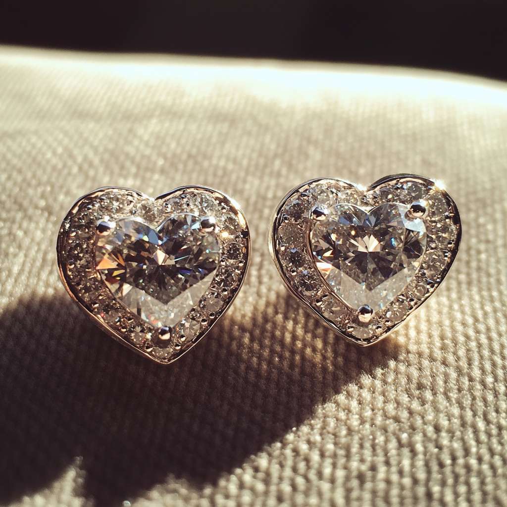 Une paire de boucles d'oreilles en forme de cœur | Source : Midjourney